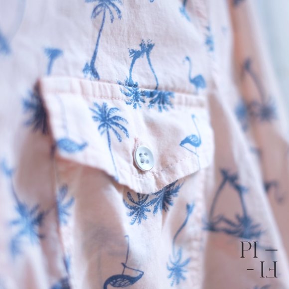 Button down shirt flamingos pattern 100% cotton - Picture 5 of 7